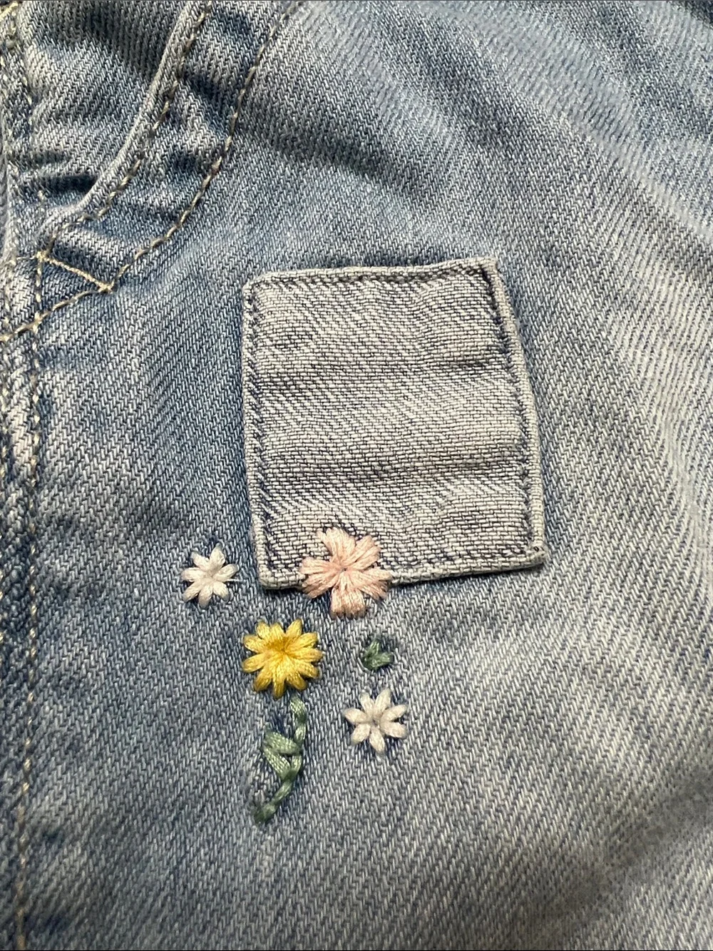 OshKosh B'gosh Light Wash Denim Kids Overalls with Tiny Embroidery